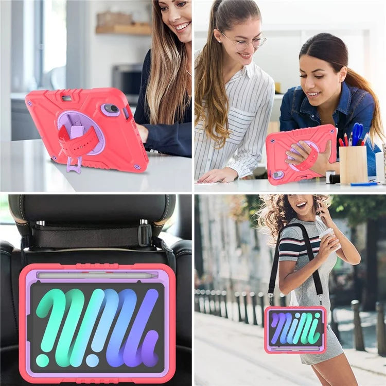 X-Shaped Series for iPad mini (2021) Tablet Case Kickstand Rugged Cover with Shoulder Strap