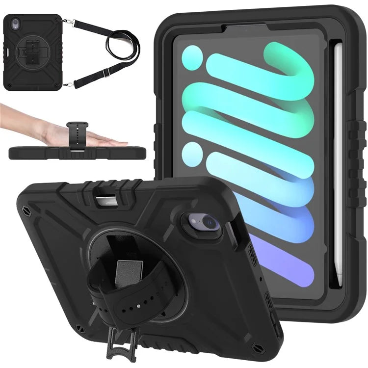 X-Shaped Series for iPad mini (2021) Tablet Case Kickstand Rugged Cover with Shoulder Strap