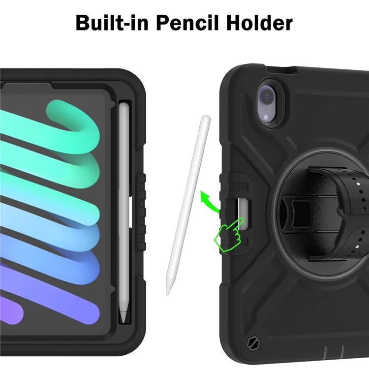 X-Shaped Series for iPad mini (2021) Tablet Case Kickstand Rugged Cover with Shoulder Strap