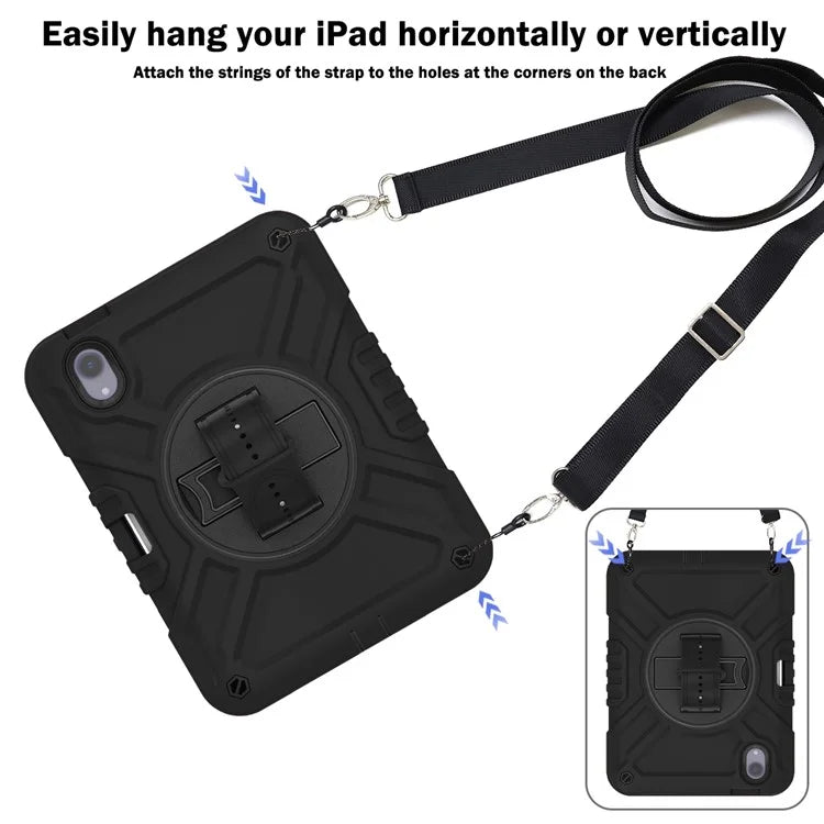 X-Shaped Series for iPad mini (2021) Tablet Case Kickstand Rugged Cover with Shoulder Strap