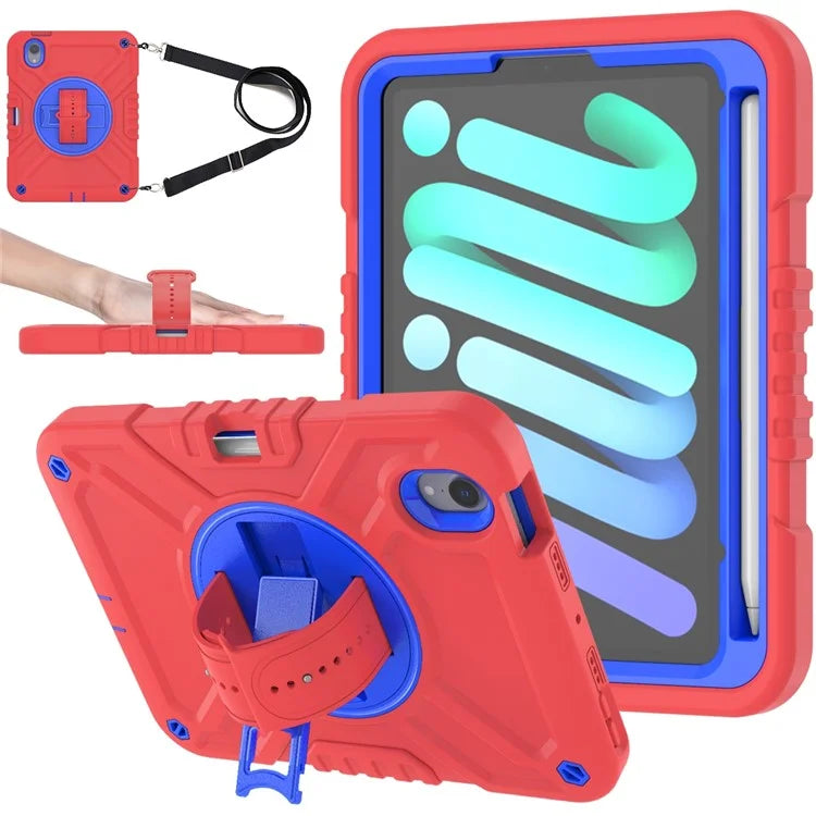 X-Shaped Series for iPad mini (2021) Tablet Case Kickstand Rugged Cover with Shoulder Strap