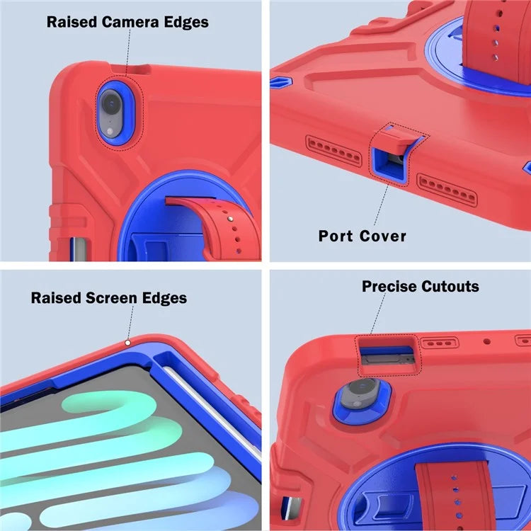 X-Shaped Series for iPad mini (2021) Tablet Case Kickstand Rugged Cover with Shoulder Strap