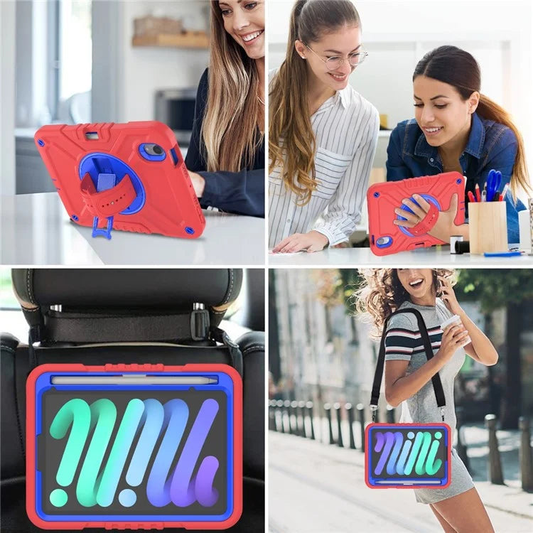 X-Shaped Series for iPad mini (2021) Tablet Case Kickstand Rugged Cover with Shoulder Strap
