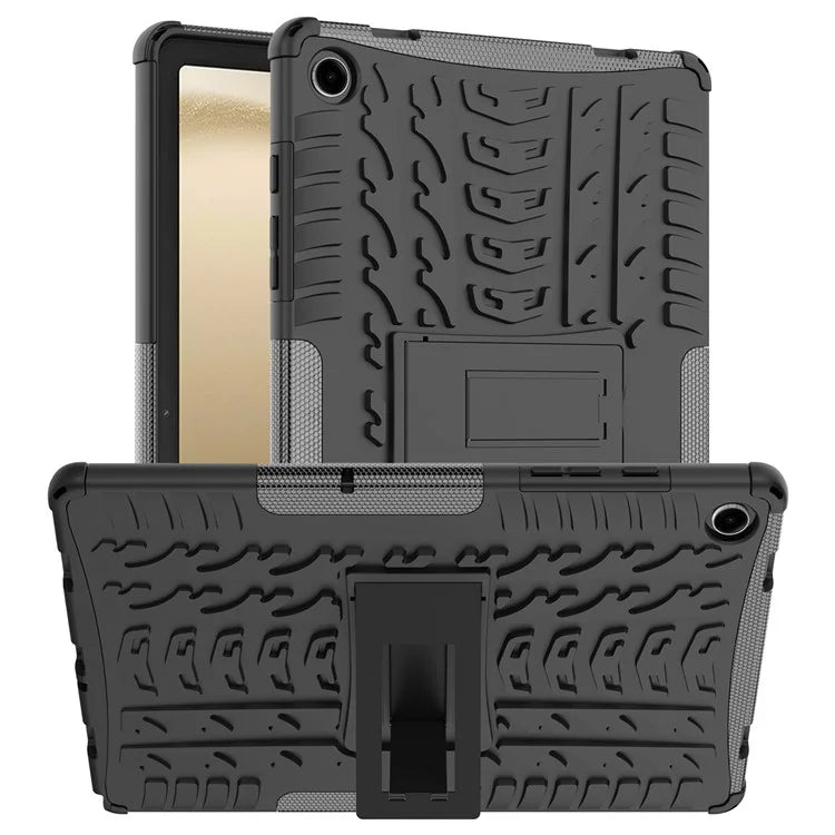 For Samsung Galaxy Tab A9+ Tire Texture Case Shockproof TPU+PC Tablet Cover with Kickstand