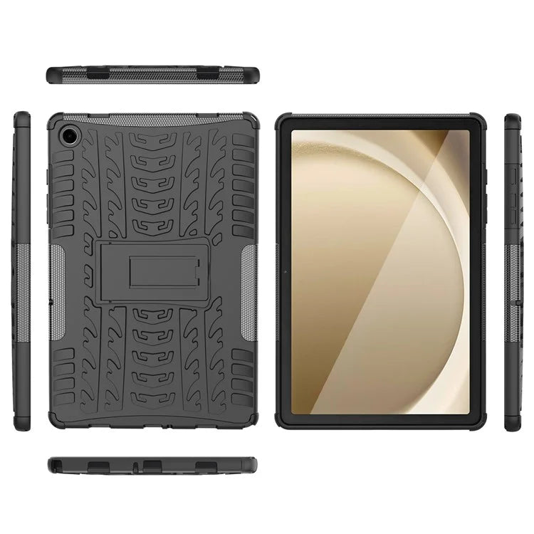 For Samsung Galaxy Tab A9+ Tire Texture Case Shockproof TPU+PC Tablet Cover with Kickstand