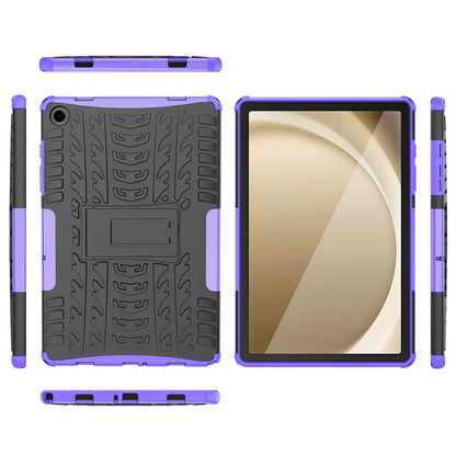 For Samsung Galaxy Tab A9+ Tire Texture Case Shockproof TPU+PC Tablet Cover with Kickstand