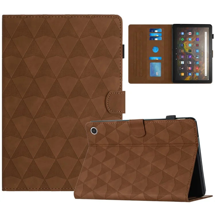 For Amazon Fire HD 10 (2021) Tablet Case Leather Diamond Texture Card Holder Cover