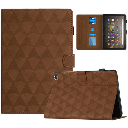 For Amazon Fire HD 10 (2021) Tablet Case Leather Diamond Texture Card Holder Cover