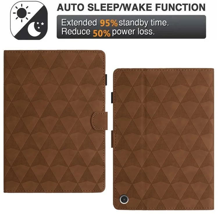 For Amazon Fire HD 10 (2021) Tablet Case Leather Diamond Texture Card Holder Cover