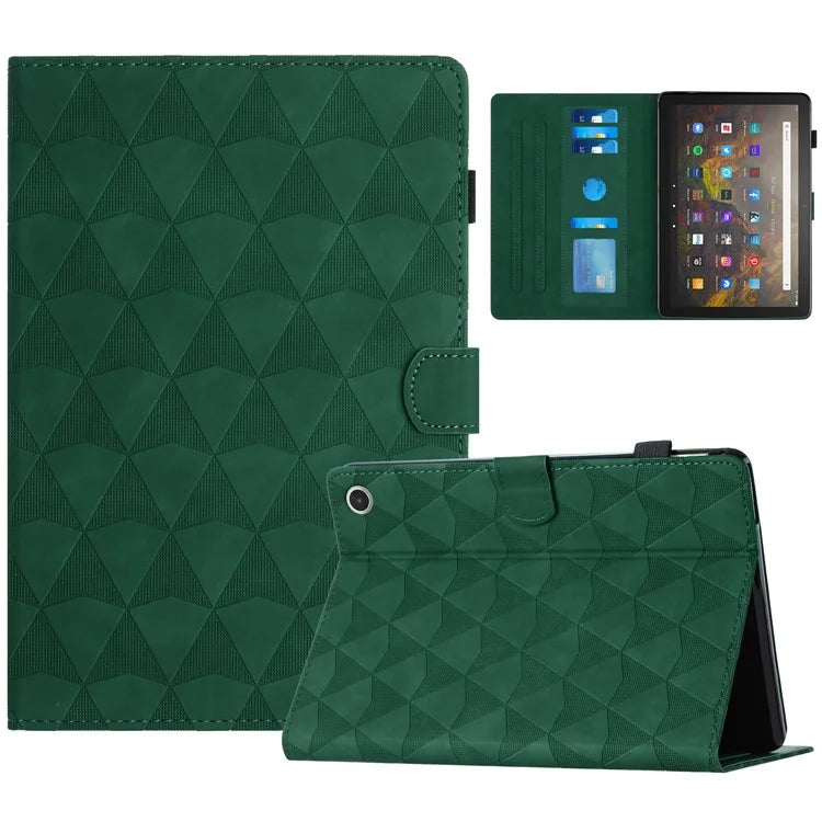 For Amazon Fire HD 10 (2021) Tablet Case Leather Diamond Texture Card Holder Cover