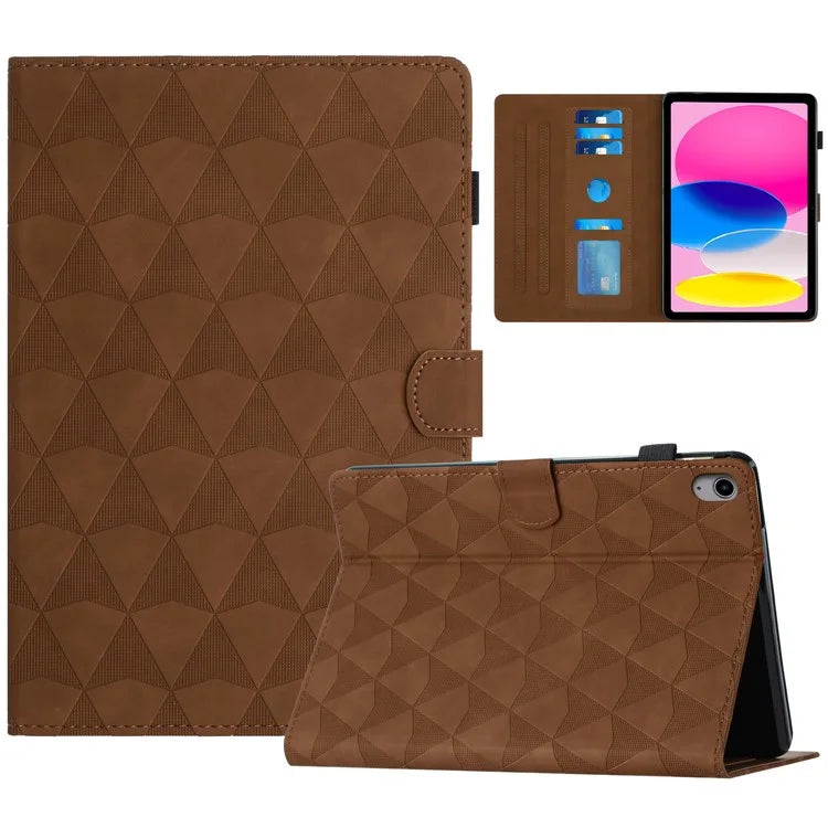 For iPad 10.9 (2022) Case Auto Sleep / Wake Imprint Diamond Texture Tablet Stand Cover