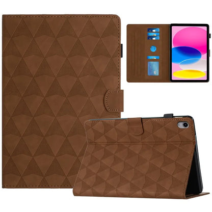 For iPad 10.9 (2022) Case Auto Sleep / Wake Imprint Diamond Texture Tablet Stand Cover