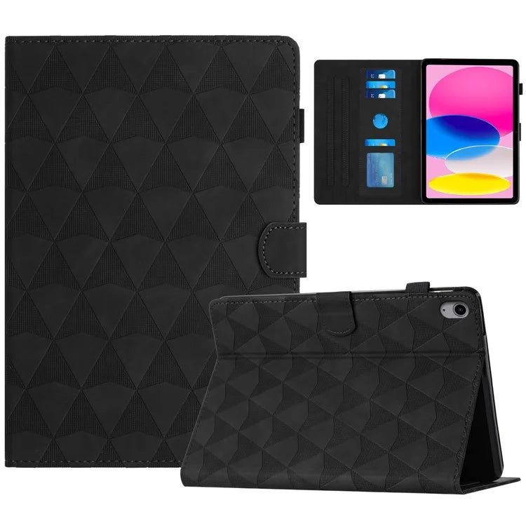 For iPad 10.9 (2022) Case Auto Sleep / Wake Imprint Diamond Texture Tablet Stand Cover