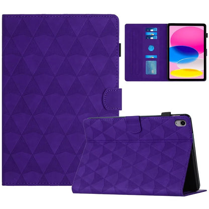 For iPad 10.9 (2022) Case Auto Sleep / Wake Imprint Diamond Texture Tablet Stand Cover