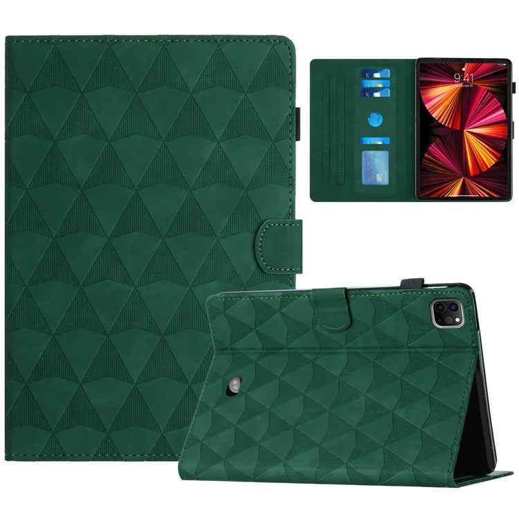 For iPad Pro 11 (2021) / (2020) / (2018) / Air (2022) Case with Card Holder Diamond Texture Leather Cover Stand
