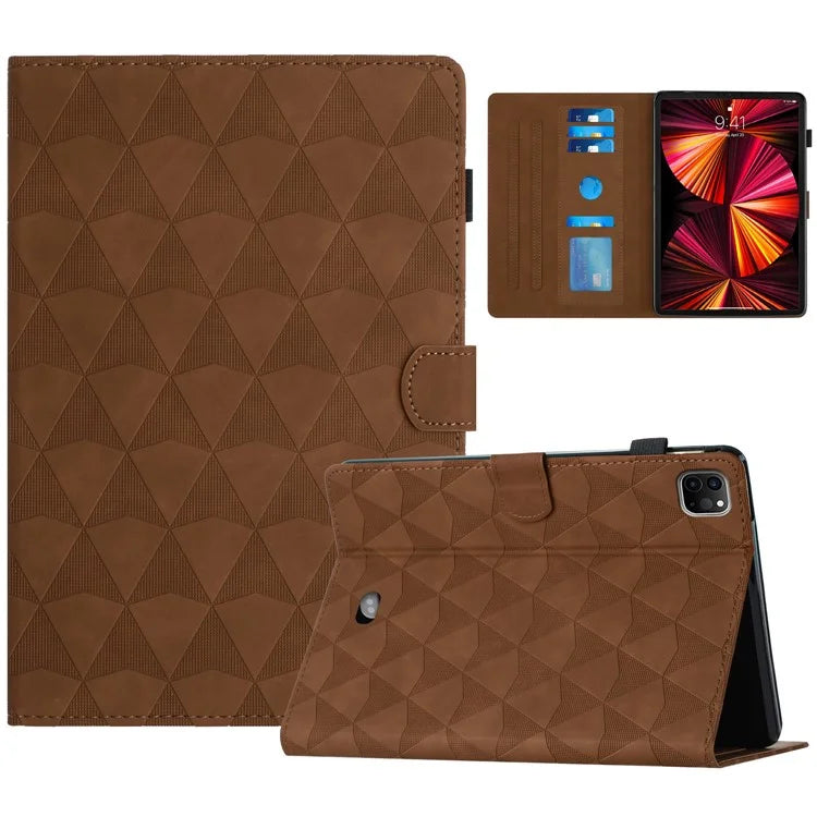 For iPad Pro 11 (2021) / (2020) / (2018) / Air (2022) Case with Card Holder Diamond Texture Leather Cover Stand