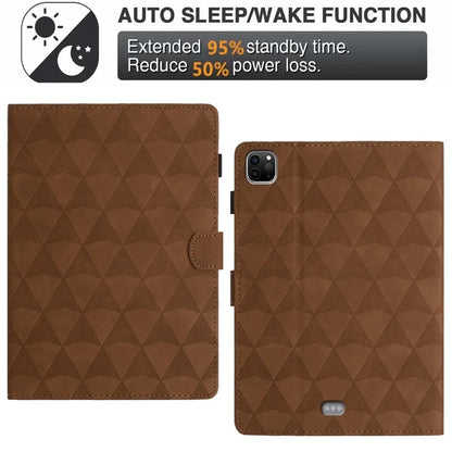 For iPad Pro 11 (2021) / (2020) / (2018) / Air (2022) Case with Card Holder Diamond Texture Leather Cover Stand