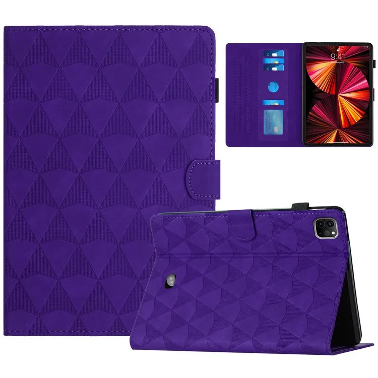 For iPad Pro 11 (2021) / (2020) / (2018) / Air (2022) Case with Card Holder Diamond Texture Leather Cover Stand