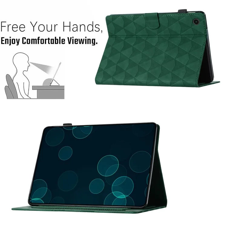 For Lenovo Tab M10 Plus (3rd Gen) Leather Case Diamond Texture Tablet Stand Cover