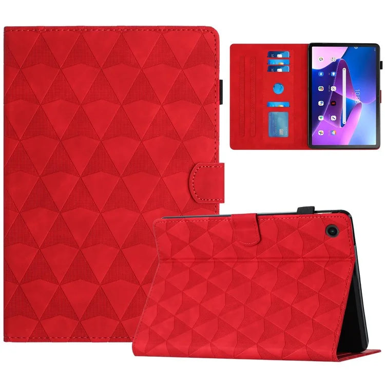 For Lenovo Tab M10 Plus (3rd Gen) Leather Case Diamond Texture Tablet Stand Cover