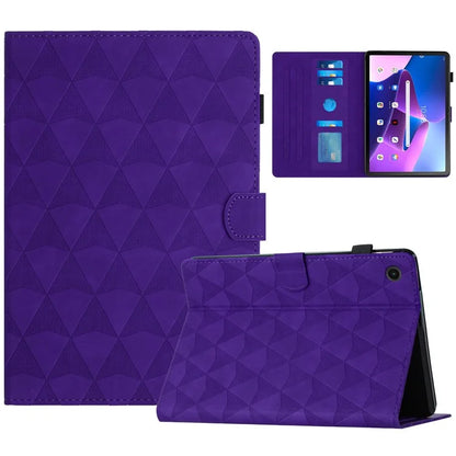 For Lenovo Tab M10 Plus (3rd Gen) Leather Case Diamond Texture Tablet Stand Cover