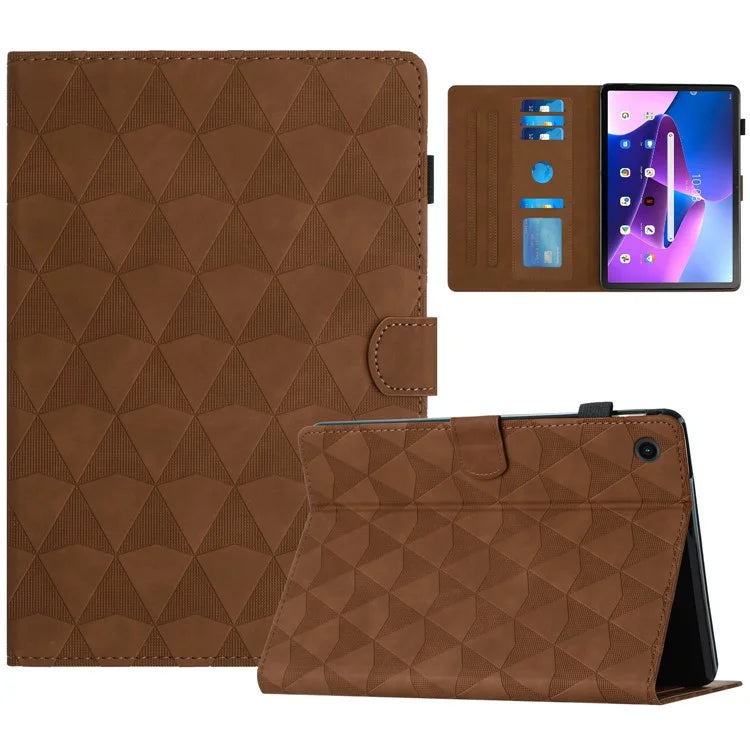 For Lenovo Tab M10 (Gen 3) Leather Case with Card Holder Diamond Pattern Cover