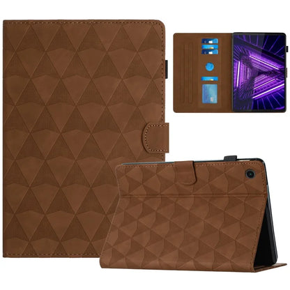 For Lenovo M10 Plus Case Stand Diamond Pattern Card Holder Leather Tablet Cover