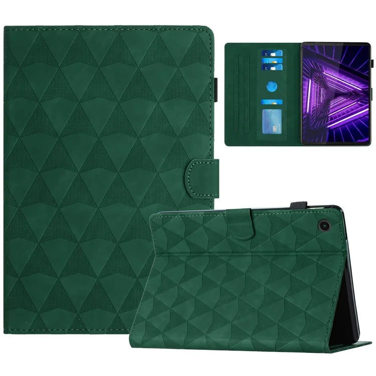 For Lenovo M10 Plus Case Stand Diamond Pattern Card Holder Leather Tablet Cover