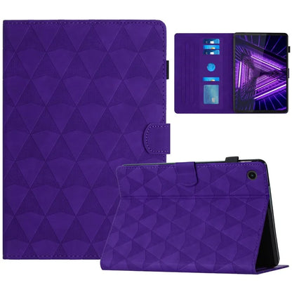 For Lenovo M10 Plus Case Stand Diamond Pattern Card Holder Leather Tablet Cover