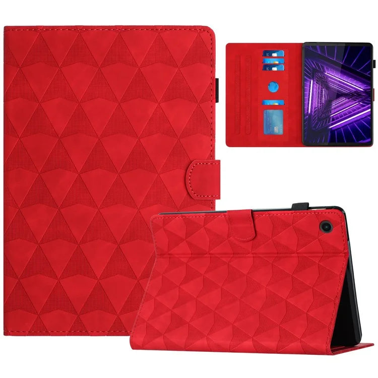 For Lenovo M10 Plus Case Stand Diamond Pattern Card Holder Leather Tablet Cover