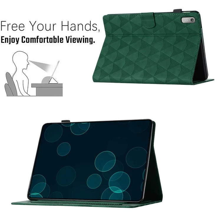 For Lenovo Tab P11 Gen 2 Leather Case Stand Diamond Pattern Tablet Cover with Card Holder