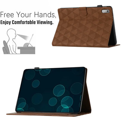 For Lenovo Tab P11 Gen 2 Leather Case Stand Diamond Pattern Tablet Cover with Card Holder