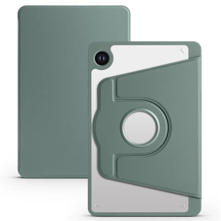 For Samsung Galaxy Tab A9+ Case PU Leather Flip Cover Rotary Stand Acrylic Tablet Case with Pen Holder