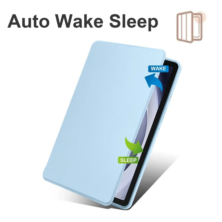 For Samsung Galaxy Tab A9+ Case PU Leather Flip Cover Rotary Stand Acrylic Tablet Case with Pen Holder