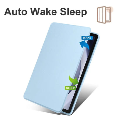 For Samsung Galaxy Tab A9+ Case PU Leather Flip Cover Rotary Stand Acrylic Tablet Case with Pen Holder