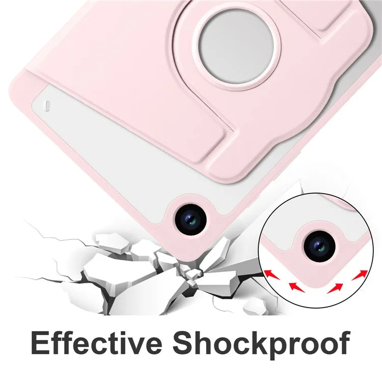 For Samsung Galaxy Tab A9+ Case PU Leather Flip Cover Rotary Stand Acrylic Tablet Case with Pen Holder