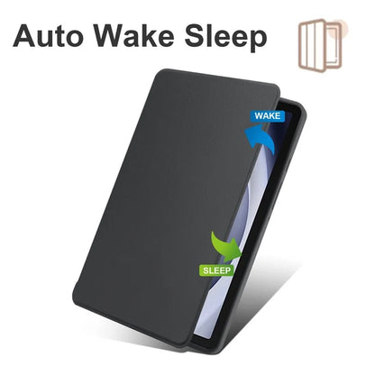 For Samsung Galaxy Tab A9+ Case PU Leather Flip Cover Rotary Stand Acrylic Tablet Case with Pen Holder
