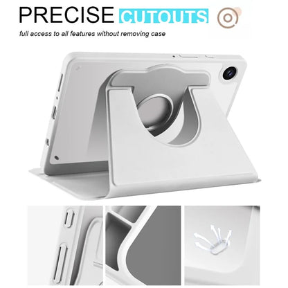 For Samsung Galaxy Tab A9+ Case PU Leather Flip Cover Rotary Stand Acrylic Tablet Case with Pen Holder