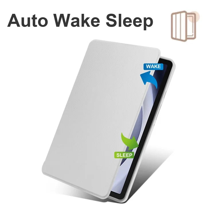 For Samsung Galaxy Tab A9+ Case PU Leather Flip Cover Rotary Stand Acrylic Tablet Case with Pen Holder