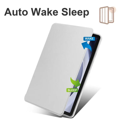 For Samsung Galaxy Tab A9+ Case PU Leather Flip Cover Rotary Stand Acrylic Tablet Case with Pen Holder