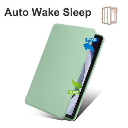 For Samsung Galaxy Tab A9+ Case PU Leather Flip Cover Rotary Stand Acrylic Tablet Case with Pen Holder