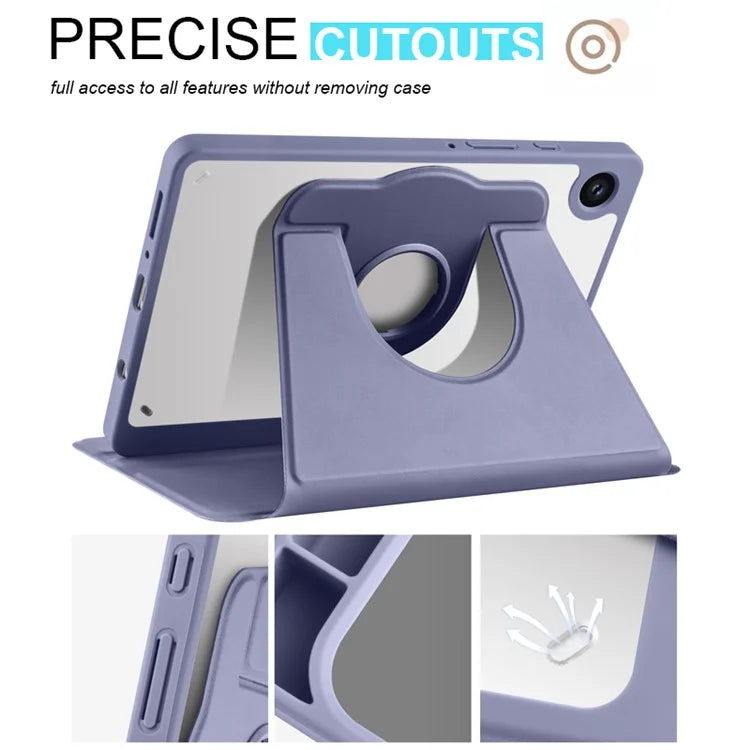 For Samsung Galaxy Tab A9+ Case PU Leather Flip Cover Rotary Stand Acrylic Tablet Case with Pen Holder