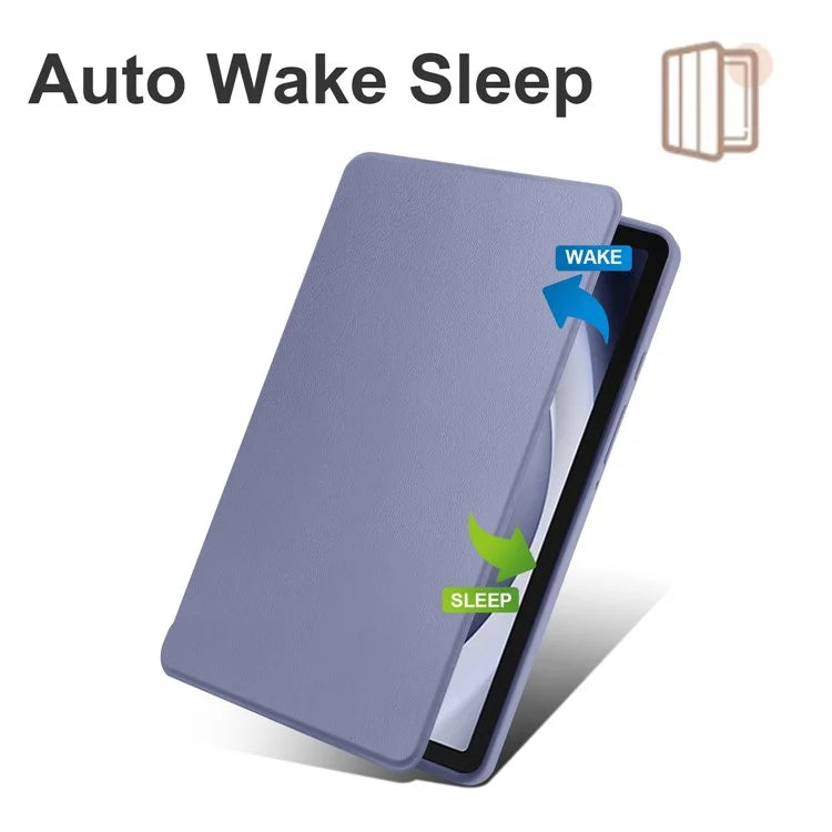 For Samsung Galaxy Tab A9+ Case PU Leather Flip Cover Rotary Stand Acrylic Tablet Case with Pen Holder