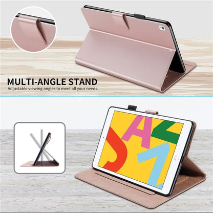 For iPad 10.2 (2020) Case Cartoon Animal Pattern Leather Tablet Cover with Card Holder