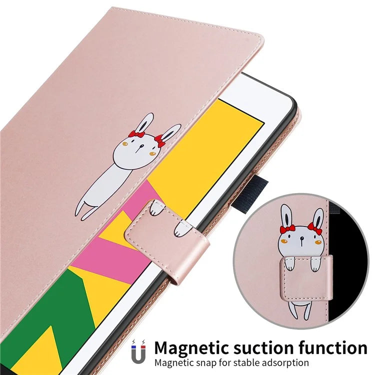 For iPad 10.2 (2020) Case Cartoon Animal Pattern Leather Tablet Cover with Card Holder