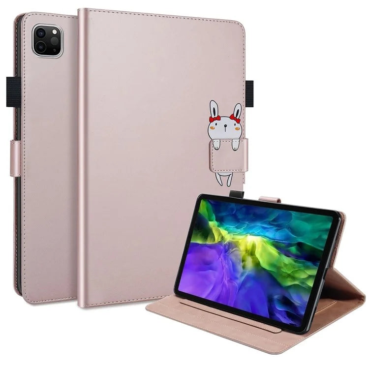 For iPad Pro 11 (2020) / (2021) / (2022) Stand Case Card Holder Cartoon Animal Pattern Leather Cover