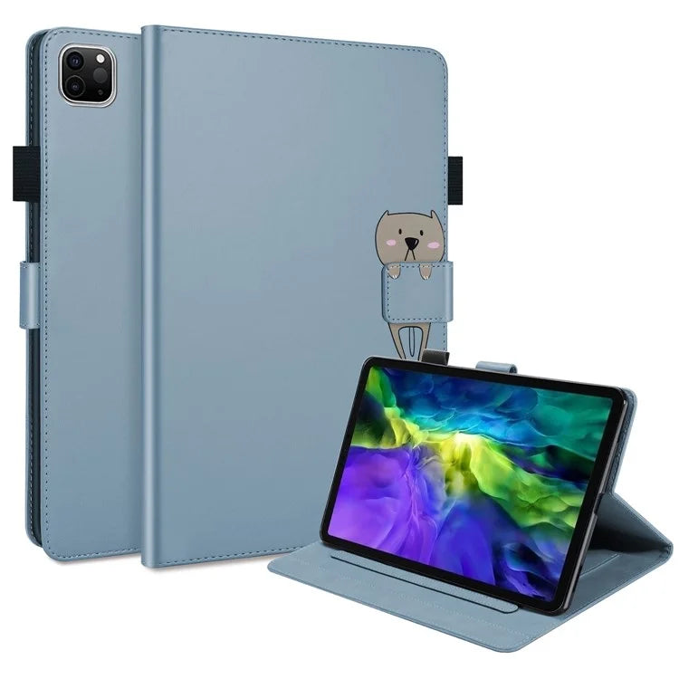 For iPad Pro 11 (2020) / (2021) / (2022) Stand Case Card Holder Cartoon Animal Pattern Leather Cover