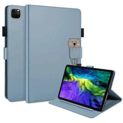 For iPad Pro 11 (2020) / (2021) / (2022) Stand Case Card Holder Cartoon Animal Pattern Leather Cover