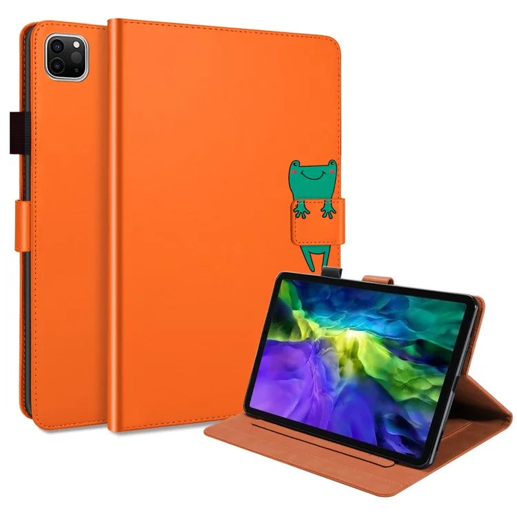 For iPad Pro 11 (2020) / (2021) / (2022) Stand Case Card Holder Cartoon Animal Pattern Leather Cover