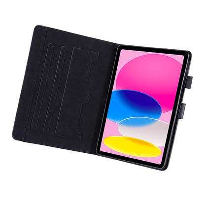 For iPad 10.9 (2022) Leather Case Animal Pattern Card Holder Stand Tablet Cover